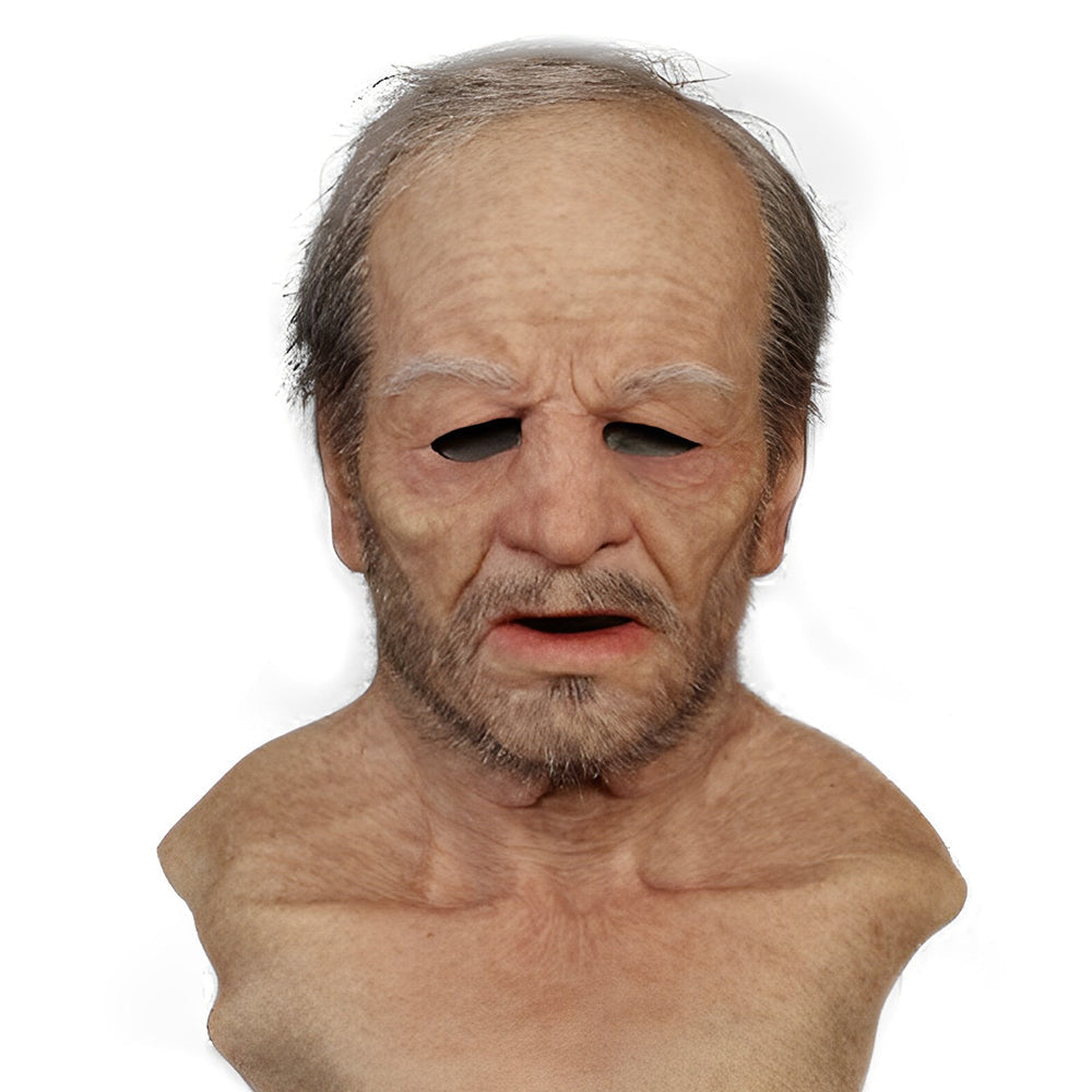 High-quality latex mask: a striking old man character