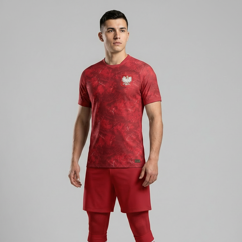 Men's Poland football fan jerseys in home & away stadium styles. Quick-dry athletic wear for soccer fans.