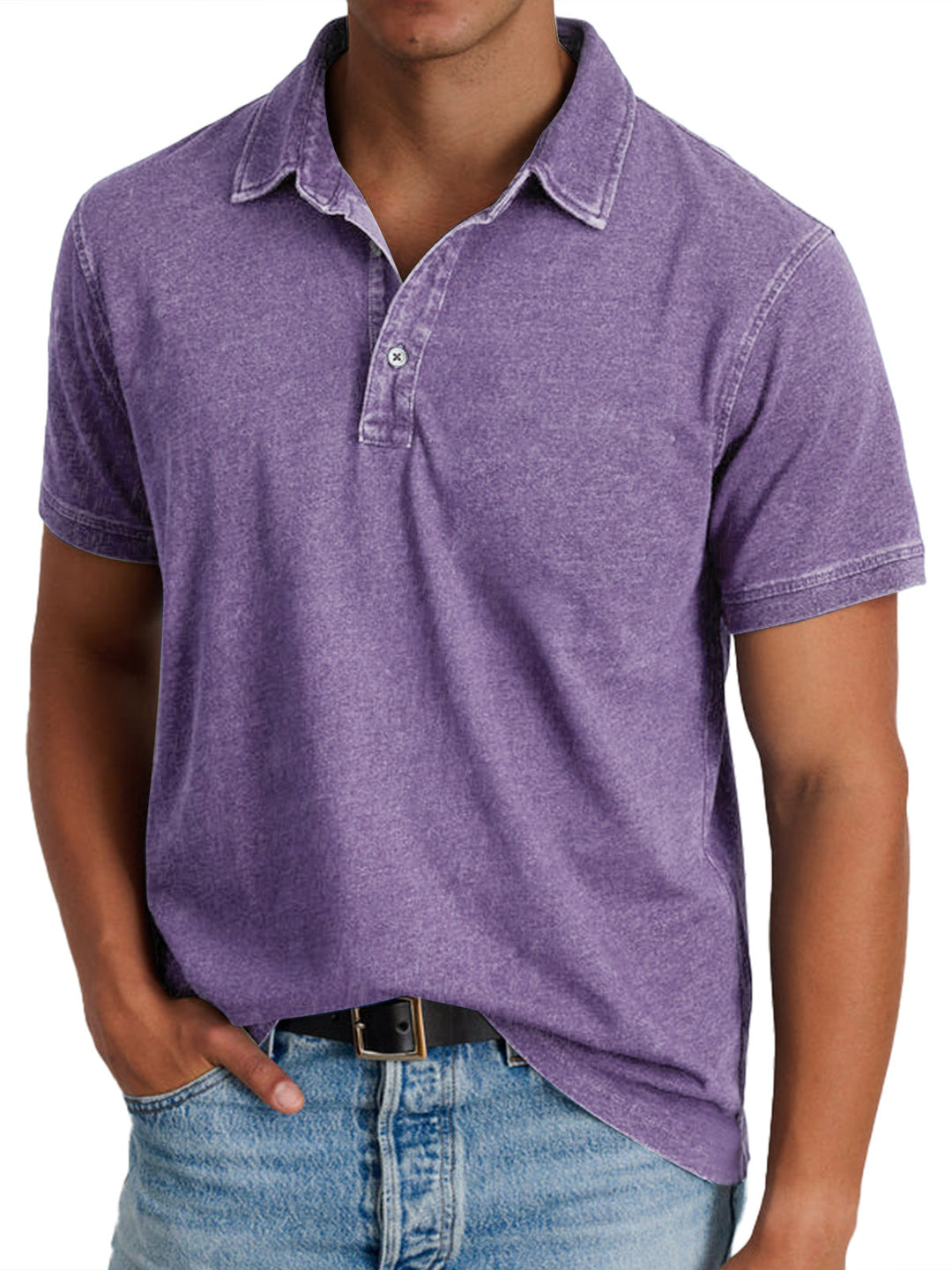 Durable men's polo shirt, a timeless short sleeve casual top for smart casual and versatile fashion.