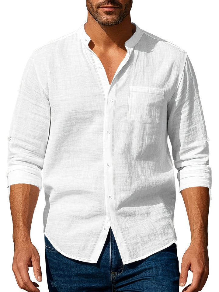 Men's relaxed collar casual shirt, a stylish long sleeve button-down for effortless everyday wear.