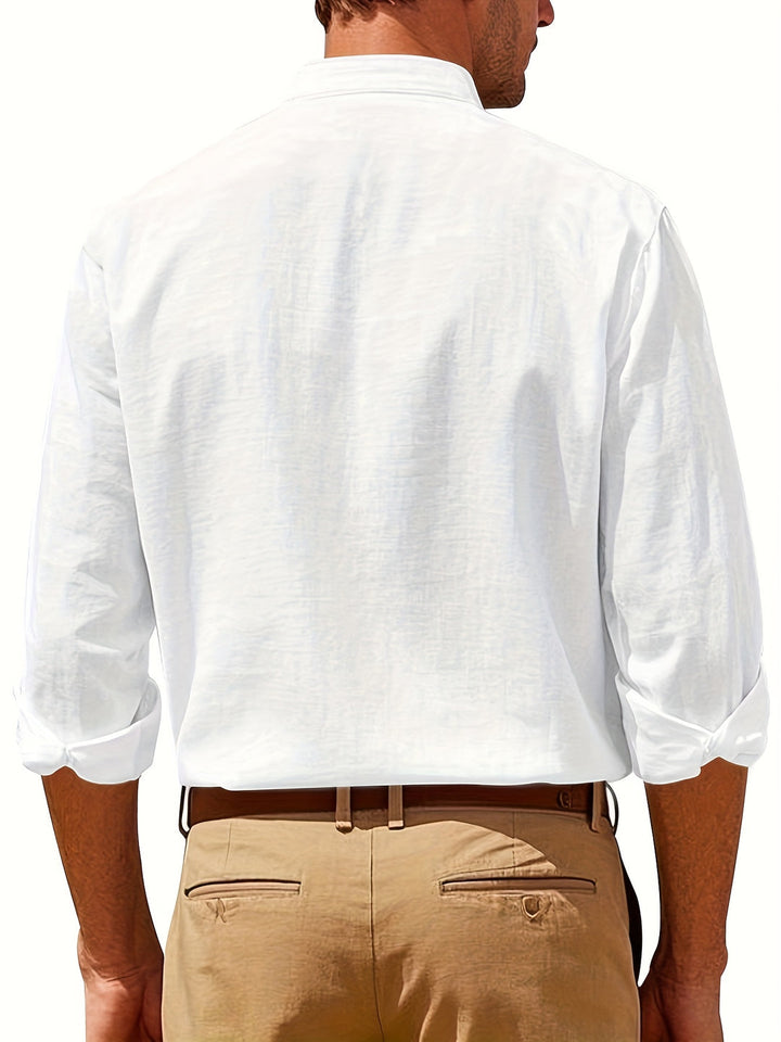 Comfortable men's relaxed fit collared shirt, perfect for versatile spring and summer fashion.