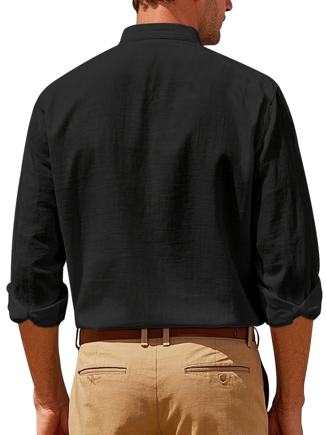 Stylish men's relaxed collar shirt, a versatile long sleeve essential for casual spring/summer style.