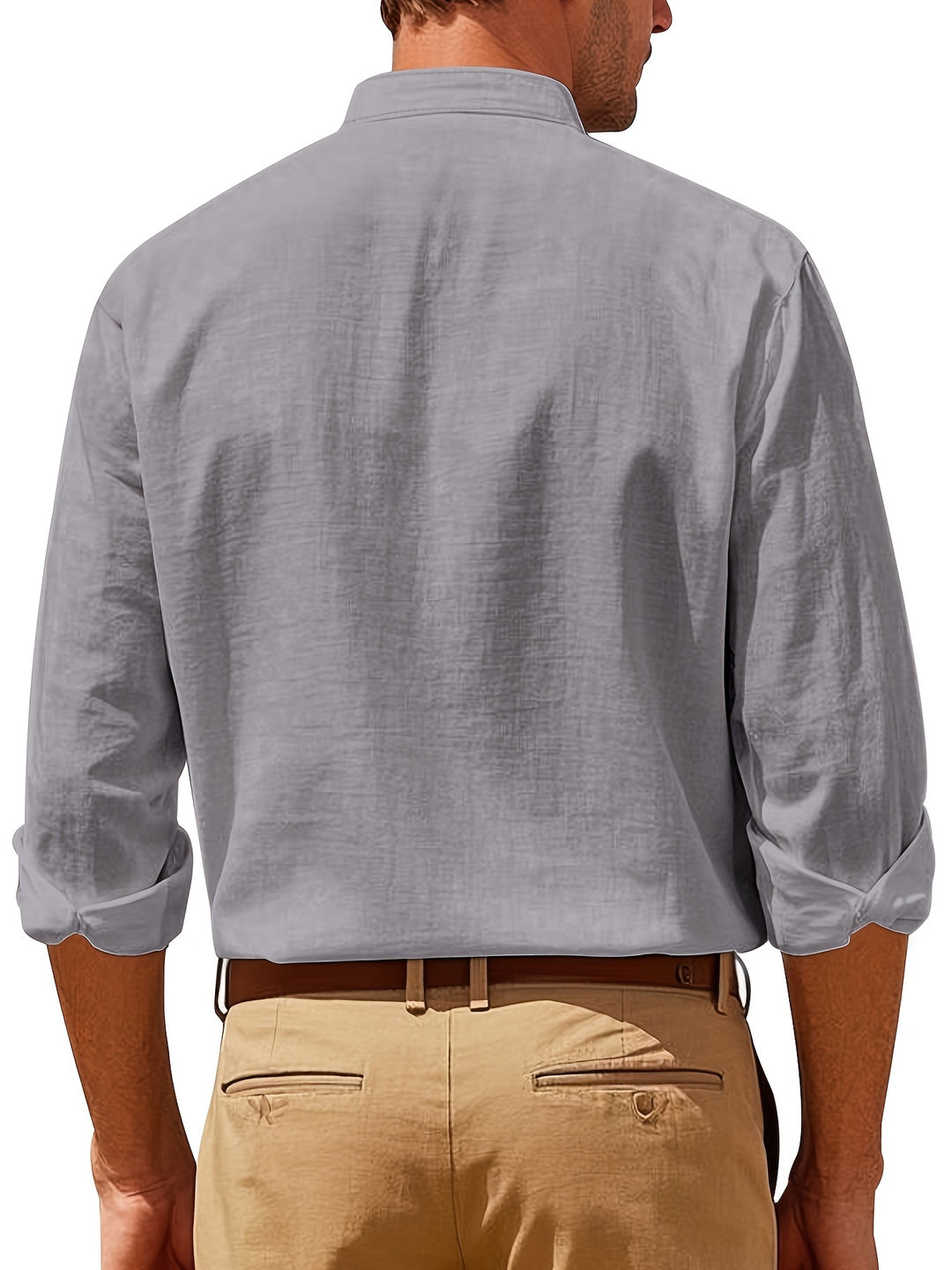 Everyday men's relaxed fit top, a stylish long sleeve button-down shirt for casual comfort.