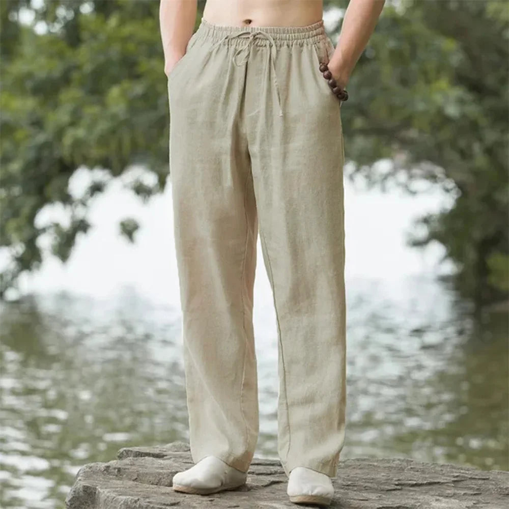Breathable, lightweight men's beach pants with drawstring for ultimate summer comfort and relaxed fit.