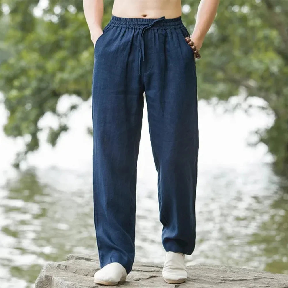 New men's relaxed fit beach pants, ideal for comfortable and casual summer vacation wear.