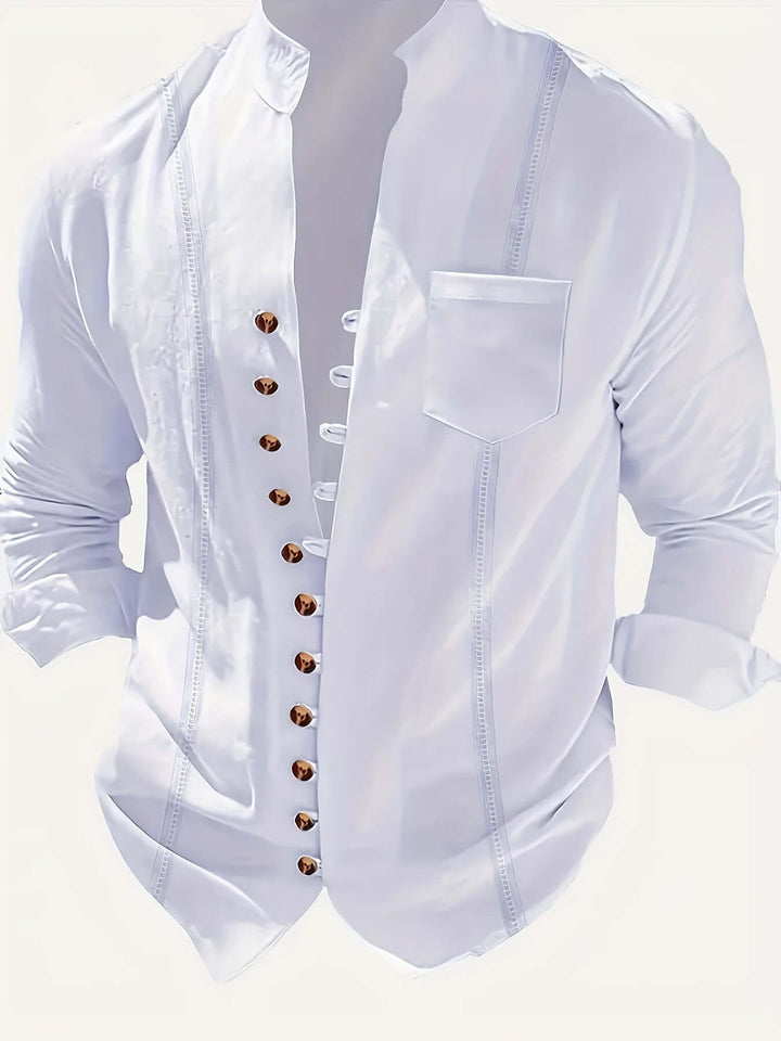 Men's beachwear summer set, a relaxed fit shirt & drawstring trousers. Lightweight and ideal for holiday comfort.