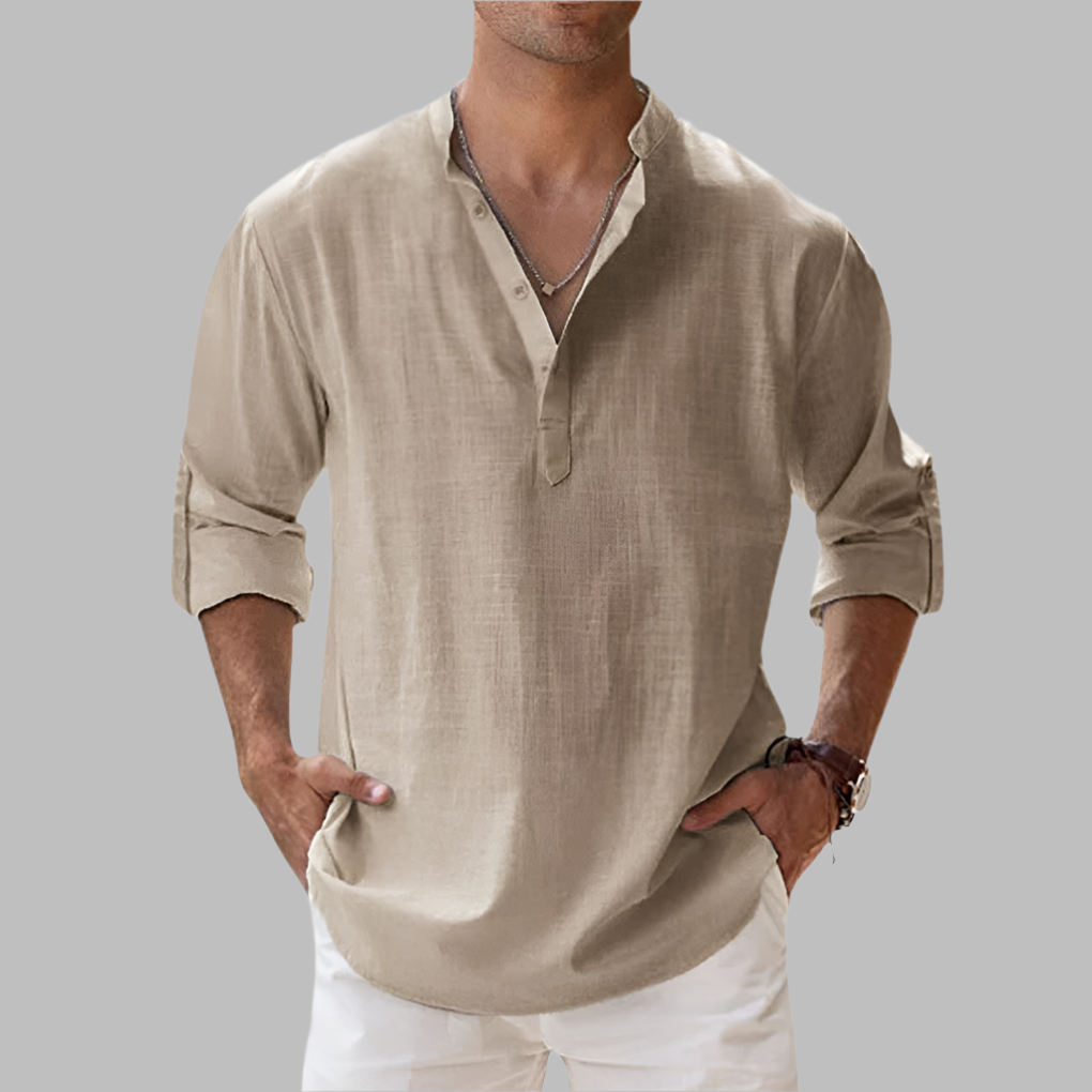 Versatile men's linen shirt, easily dressed up or down for any summer occasion.