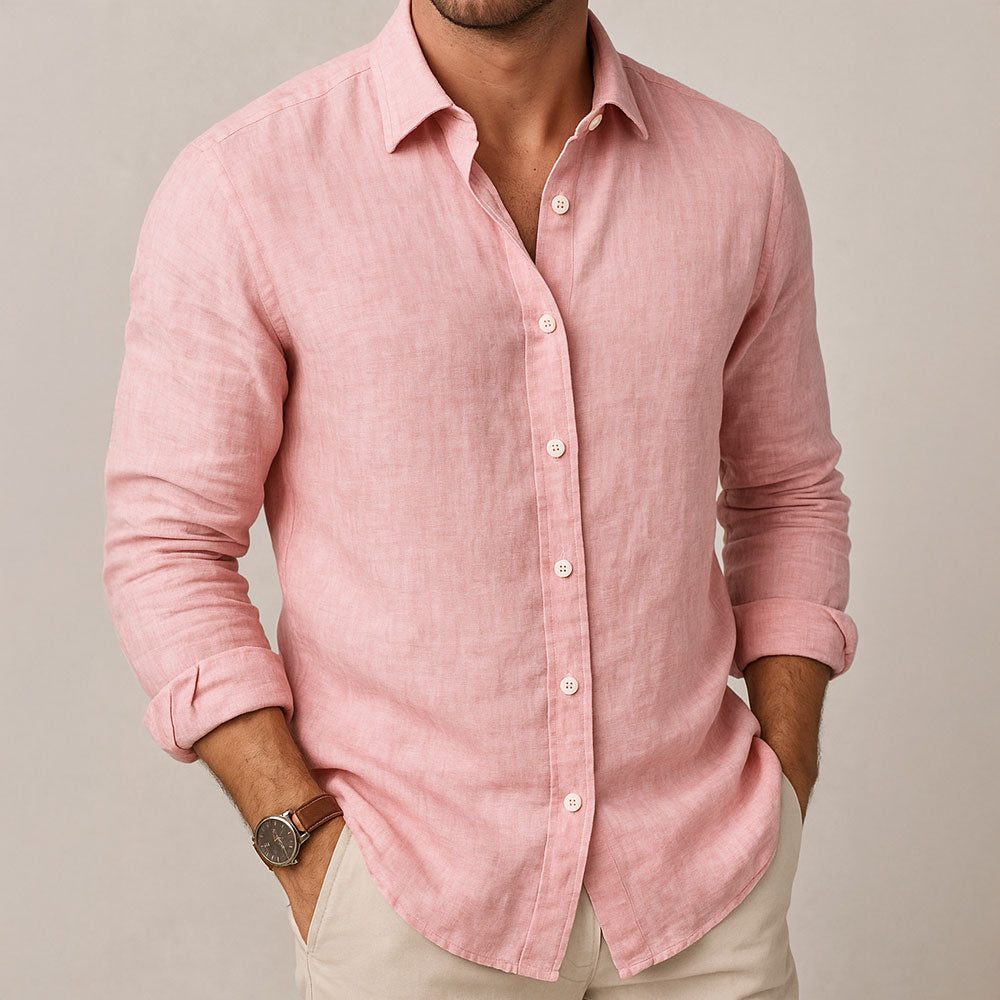 Stylish men's collared button-down shirt for effortless summer outfits. Relaxed fit for ultimate comfort.