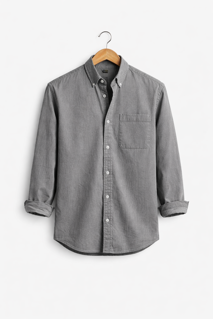 Comfortable men's relaxed fit button-front long sleeve shirt, a wardrobe essential for men.