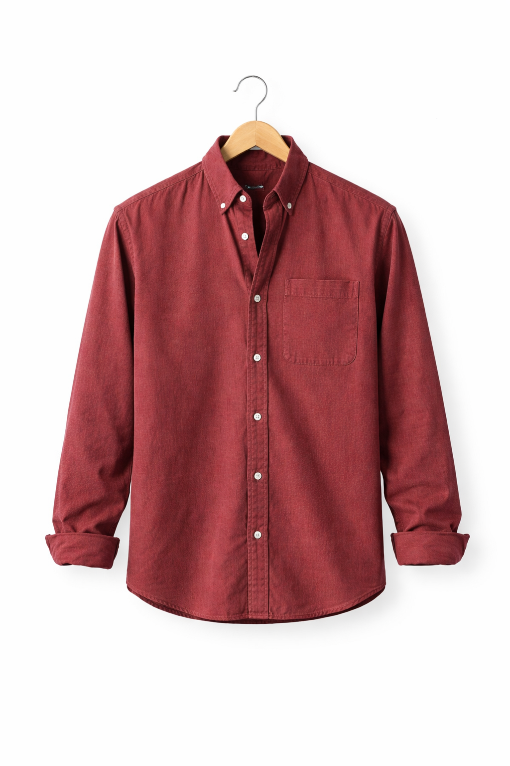 Classic men's relaxed fit long sleeve button-front shirt in white, for a clean smart casual style.
