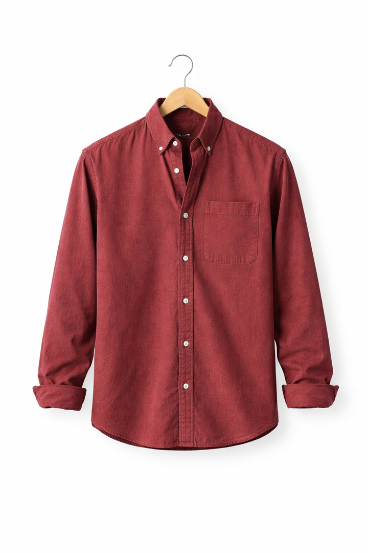 Classic men's relaxed fit long sleeve button-front shirt in white, for a clean smart casual style.