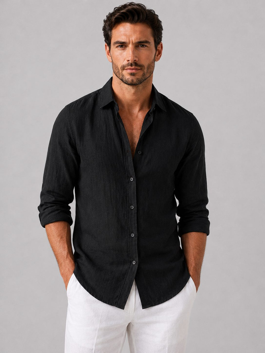 Men's casual relaxed fit button-up shirt, long sleeve, a versatile everyday top.