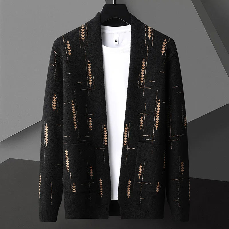 Soft men's open-front cardigan. Relaxed fit, cozy fabric & practical patch pockets for comfort.