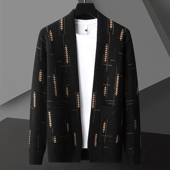 Soft men's open-front cardigan. Relaxed fit, cozy fabric & practical patch pockets for comfort.