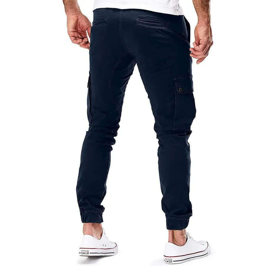 Men's casual relaxed fit cargo joggers, combining modern style with practical utility pockets.