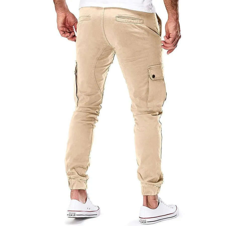Utility-focused men's relaxed fit cargo joggers, perfect for active casual days and streetwear outfits.