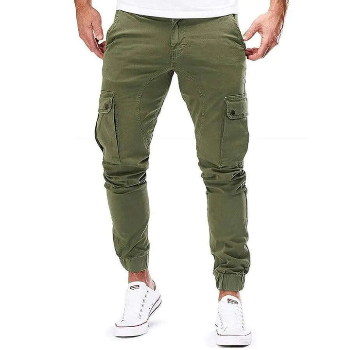 Gray men's relaxed fit cargo joggers, a key piece for men's fashion and all-day comfort.