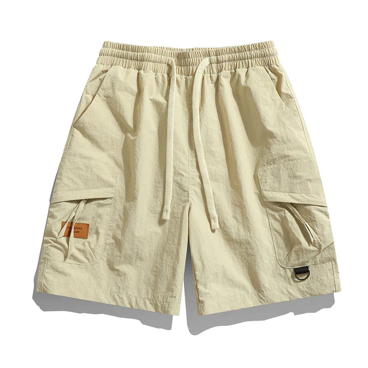 Comfy men's relaxed fit cargo shorts with elastic waist, ideal for everyday casual summer fashion.
