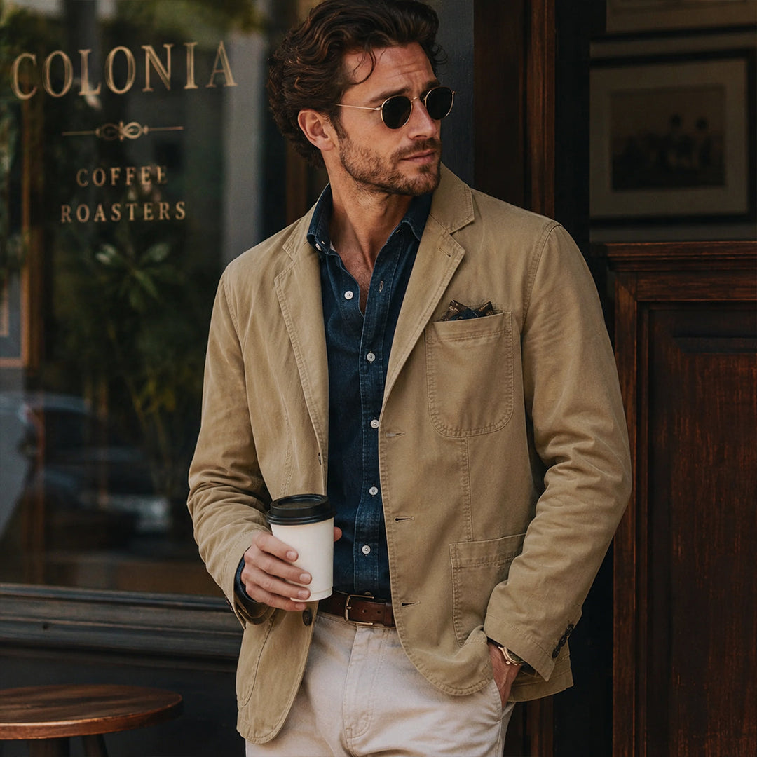 Classic men's relaxed fit casual blazer, ideal for smart casual or refined weekend wear fashion.