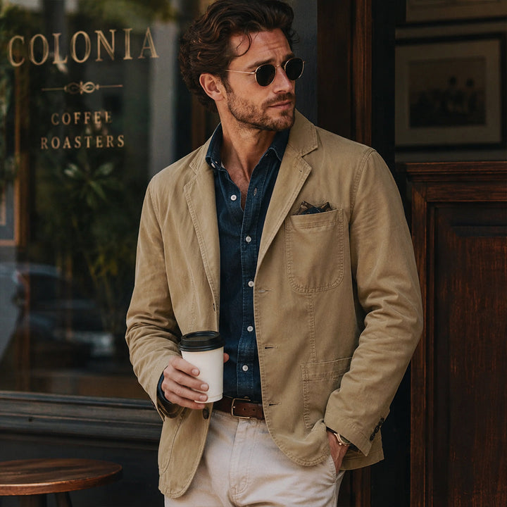 Classic men's relaxed fit casual blazer, ideal for smart casual or refined weekend wear fashion.