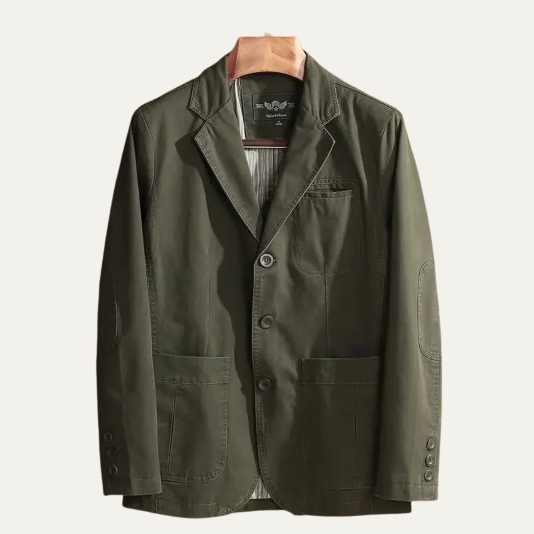Stylish men's relaxed fit casual blazer for smart casual events & layering in all seasons.