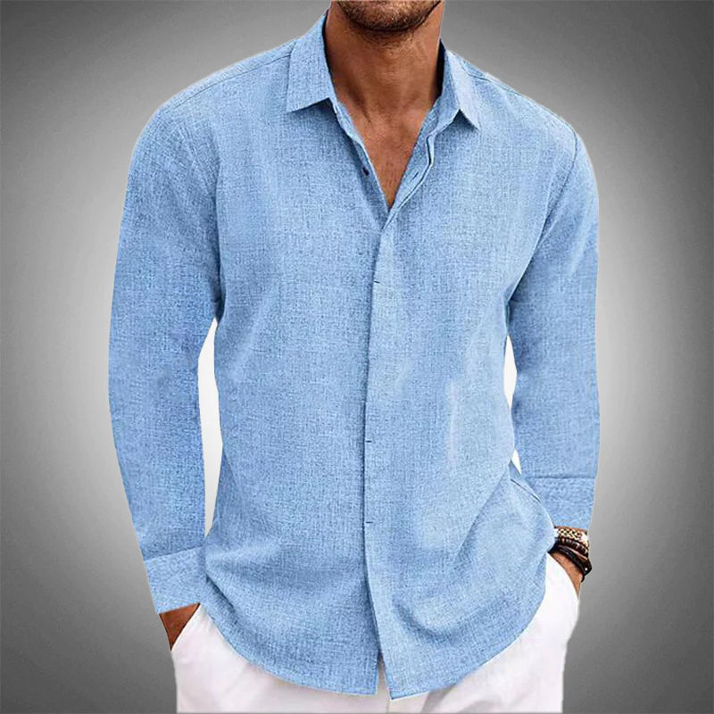 Men's relaxed fit casual button-front shirt in breathable fabric