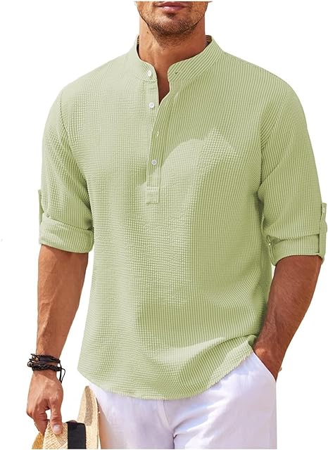 Versatile men's button-down shirt, relaxed fit, long sleeve, ideal for casual wear & everyday fashion.