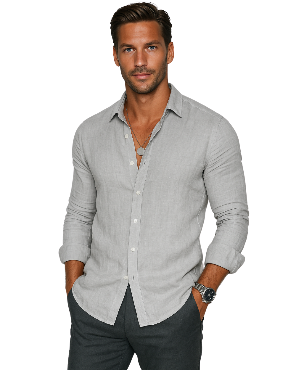 Men's relaxed fit casual short-sleeve shirt, perfect for summer wear & everyday comfort.