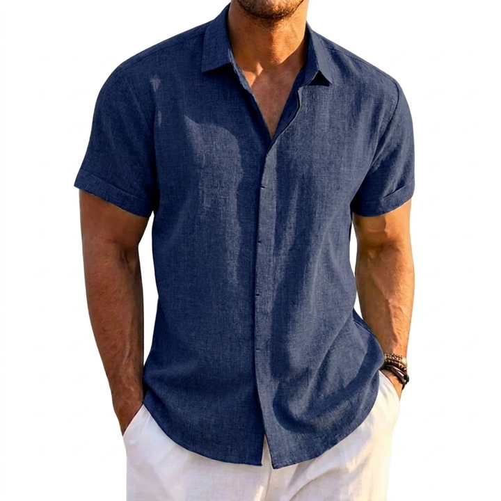 Comfortable men's relaxed fit casual short sleeve shirt, a breathable top for summer and everyday style.