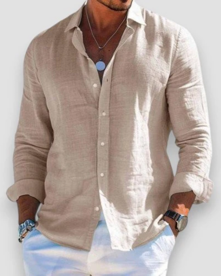 Folded men's relaxed fit casual summer shirt, short sleeve. Ready for warm weather, comfort & versatile men's apparel.