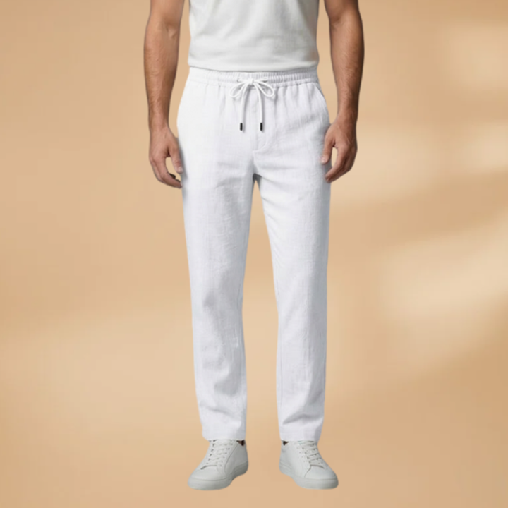 Versatile grey trousers for men, ideal for everyday wear with drawstring.