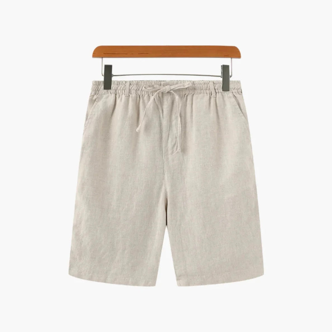 Men's relaxed fit chino shorts with adjustable drawstring waist, ideal for casual summer wear.
