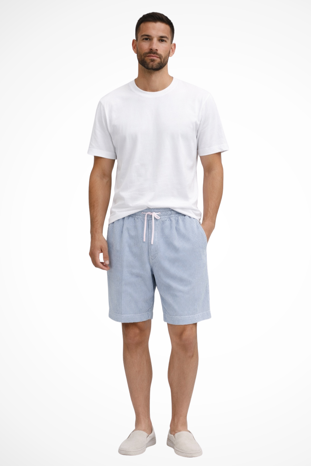 Comfortable and trendy men's drawstring corduroy shorts for a relaxed silhouette.