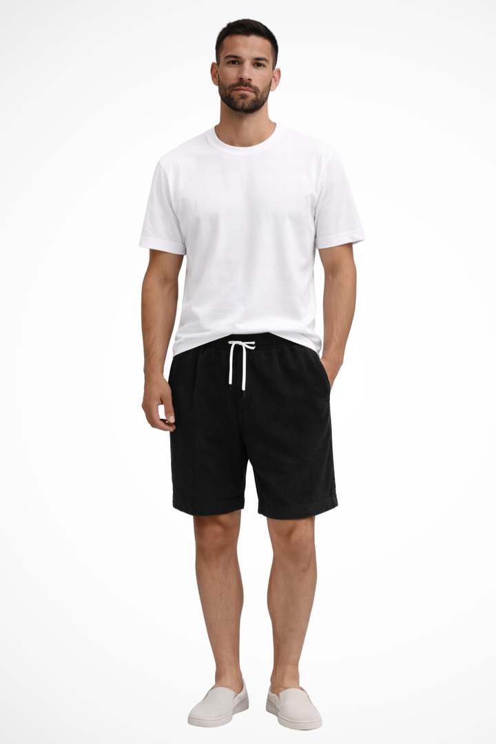 Stylish men's corduroy shorts with a functional drawstring for a secure fit.