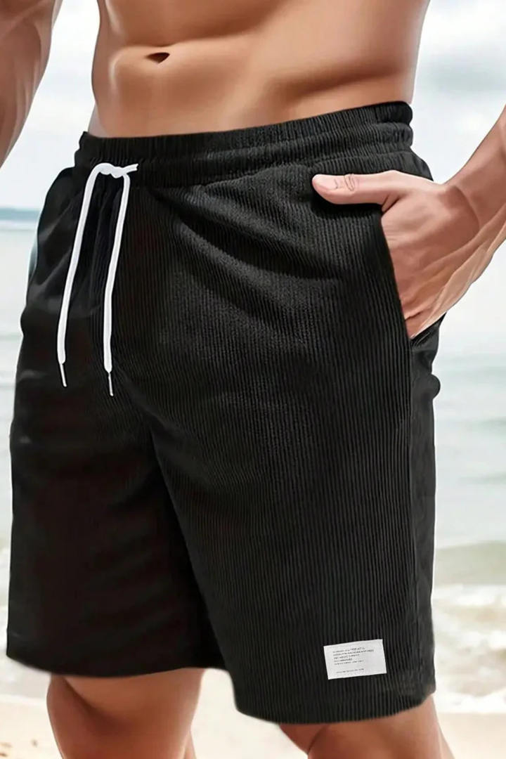 Lightweight and breathable men's corduroy shorts, great for warm weather.