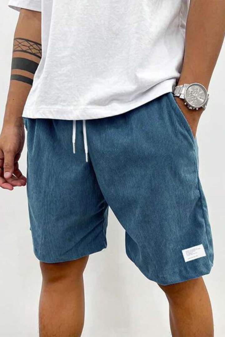 Men's summer shorts crafted from soft corduroy with a convenient drawstring.
