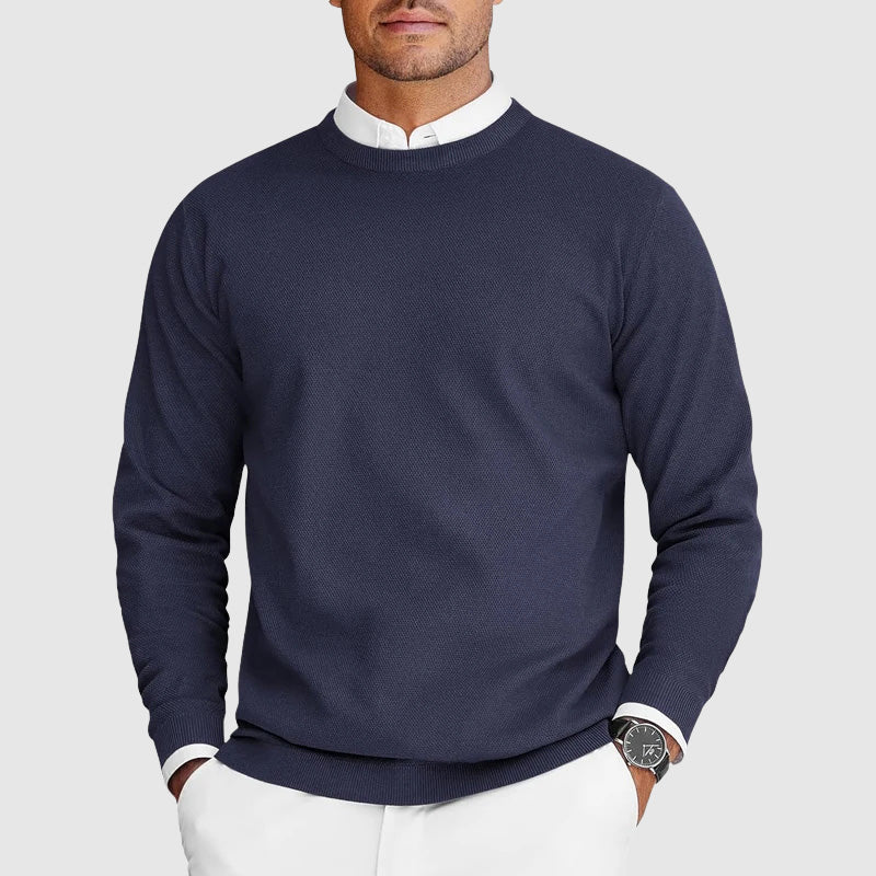 Men's clothing: Relaxed fit long-sleeve crew-neck jumper. A comfortable and versatile pullover sweater for men.