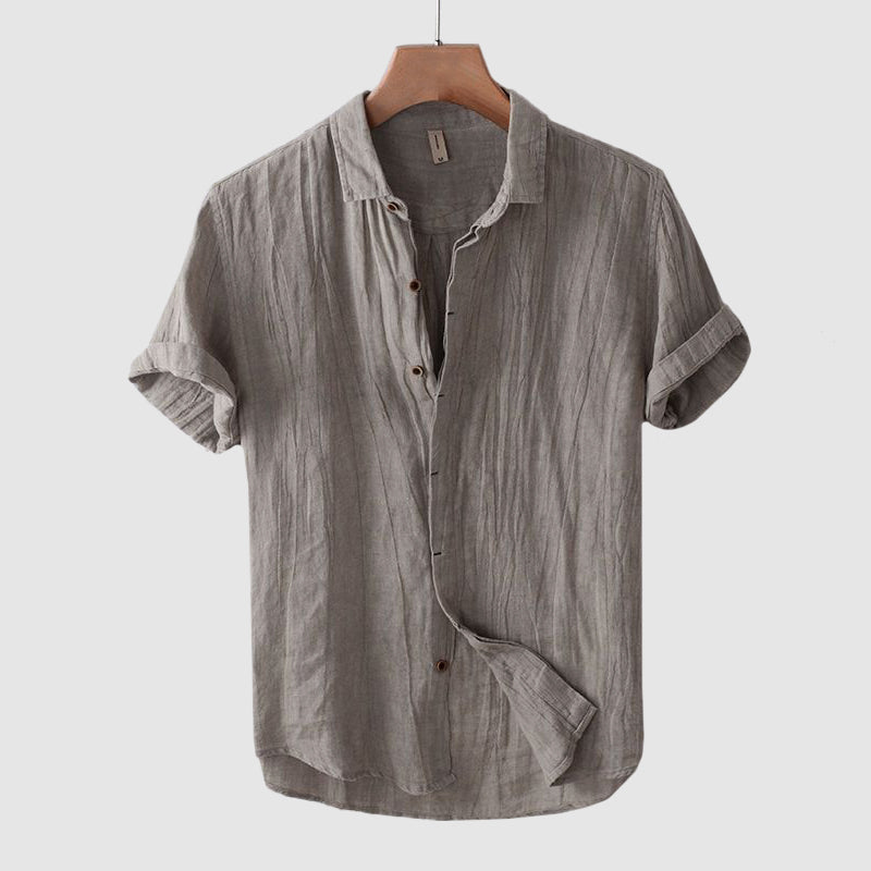 Stylish men's casual relaxed fit crinkle shirt, short sleeves, comfortable & perfect for summer days.