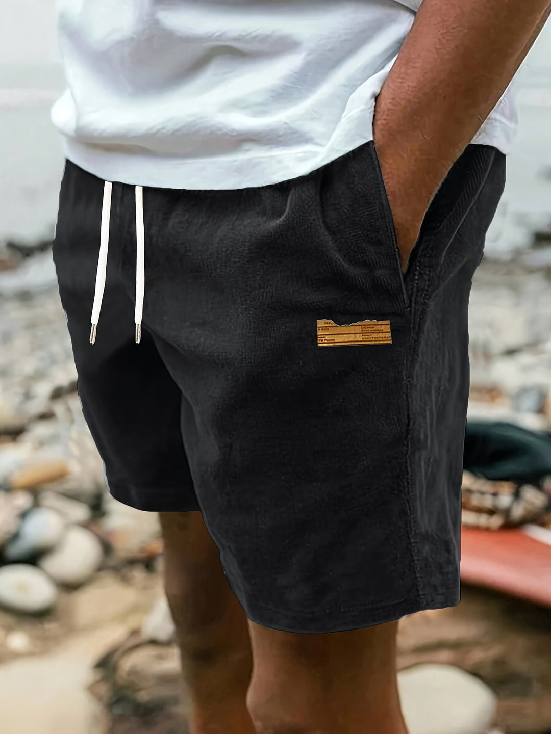 Comfortable men's lounge shorts with adjustable drawstring waist for a relaxed fit, ideal for home or vacation.