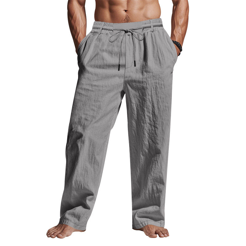 Men's relaxed fit full-length trousers, comfortable & breathable for casual everyday wear. Perfect for spring.