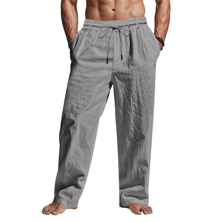 Men's relaxed fit full-length trousers, comfortable & breathable for casual everyday wear. Perfect for spring.