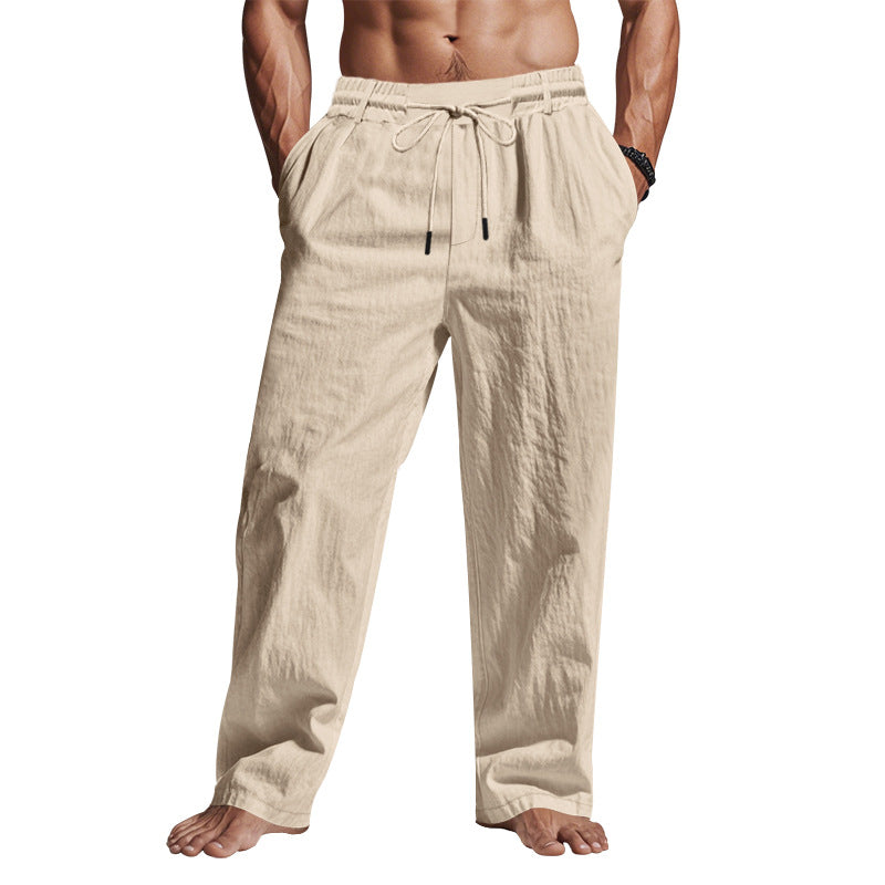 Breathable men's relaxed fit pants with drawstring waist, ideal for summer casual style and everyday fashion.