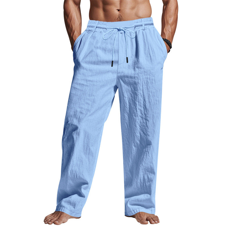 Comfortable men's full-length relaxed fit trousers, versatile for smart casual outfits & spring wardrobe.