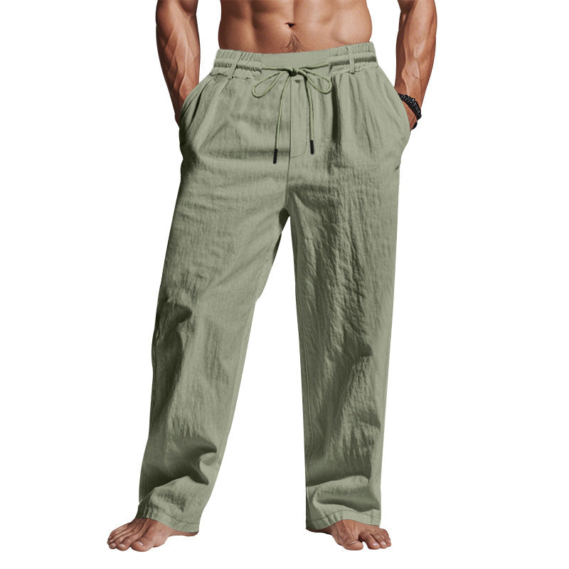 Men's casual relaxed fit drawstring trousers, breathable & full-length for ultimate comfort and daily wear.