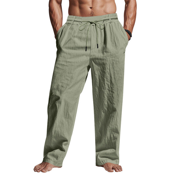 Men's casual relaxed fit drawstring trousers, breathable & full-length for ultimate comfort and daily wear.