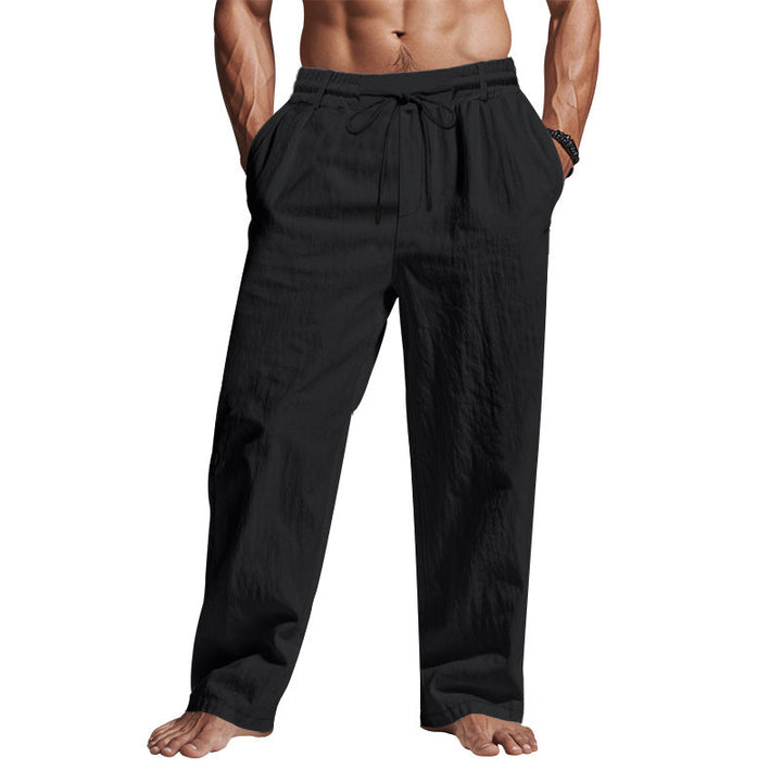 Stylish men's relaxed fit pants, full-length and breathable, excellent for everyday fashion and spring outfits.