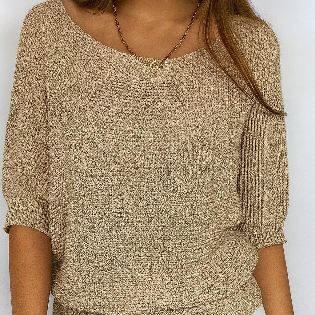 Men's relaxed fit khaki crew-neck half-sleeve sweater. Casual and versatile for spring & summer everyday style.