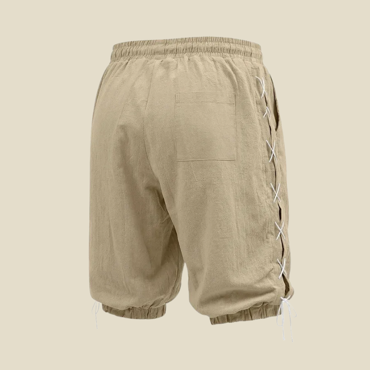 Stylish men's relaxed fit drawstring shorts. Ideal for summer casual wear & all-season comfort. Lace-up detail.