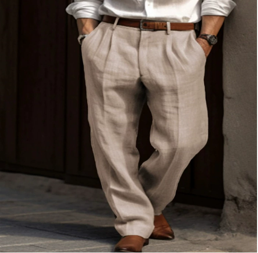 Men's comfortable relaxed fit chino pants, lightweight and breathable for summer and warm weather outfits.
