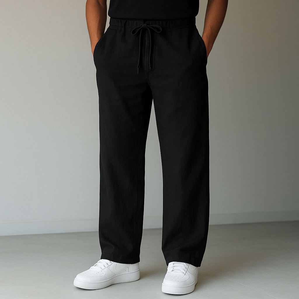 Lightweight and breathable linen pants for men, perfect for smart-casual summer outfits.